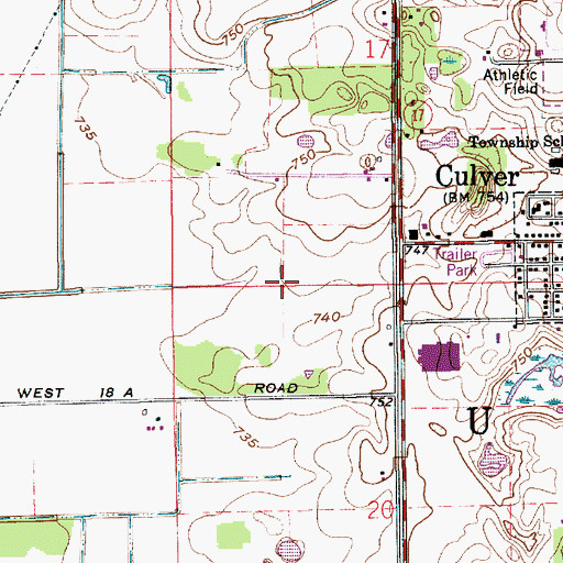 Topographic Map of Jacks Field (historical), IN