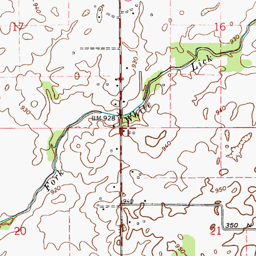 Topographic Map of JR's Airport, IN