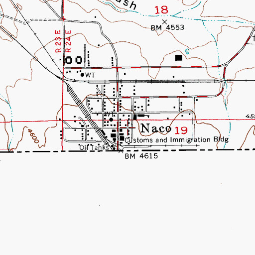 Topographic Map of Naco Post Office, AZ