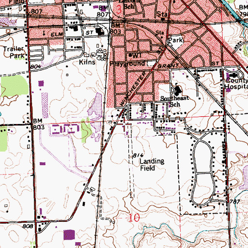 Topographic Map of Gage Airport, IN