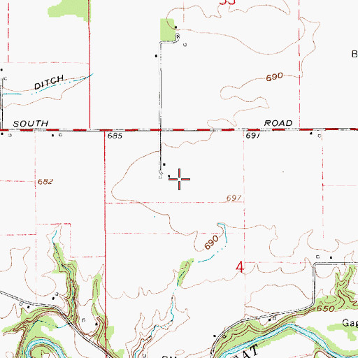Topographic Map of Barnhart Strip Airport (historical), IN