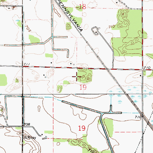 Topographic Map of Podell Airport (historical), IN