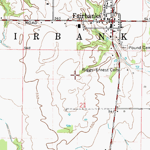 Topographic Map of Roll-N-Ridge Airport (historical), IN