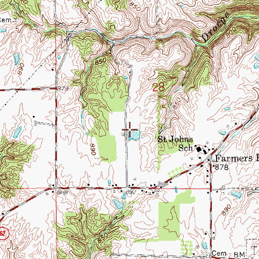 Topographic Map of Pruss Airport, IN