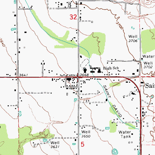 Topographic Map of Saint David Post Office, AZ