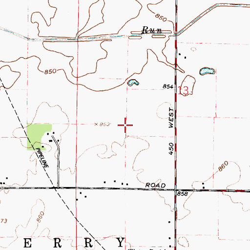 Topographic Map of Zollers Airport (historical), IN