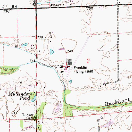 Topographic Map of Franklin Flying Field, IN