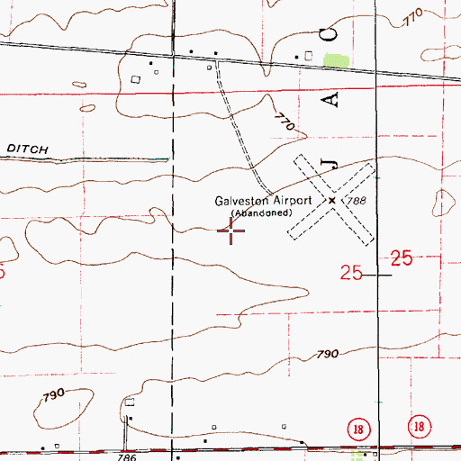 Topographic Map of Galveston Airport, IN