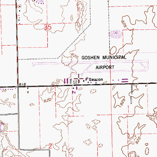 Topographic Map of Goshen Municipal Airport, IN