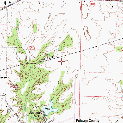 Topographic Map of Putnam County Regional Airport, IN
