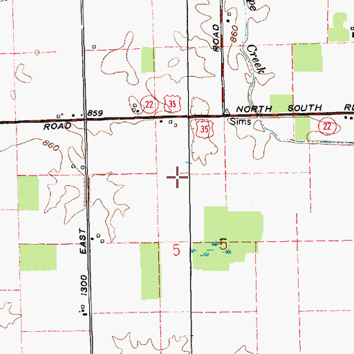 Topographic Map of Hall Airport (historical), IN
