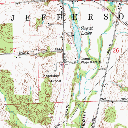 Topographic Map of Hagerstown Airport, IN
