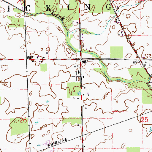 Topographic Map of Minneman Airport (historical), IN