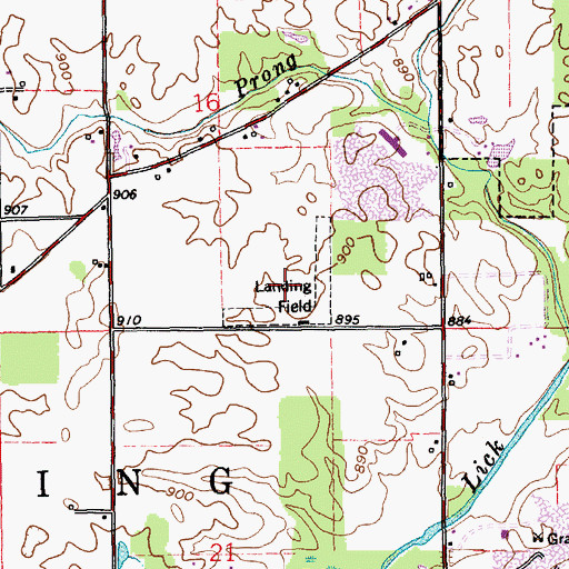 Topographic Map of Hoovers Airport (historical), IN