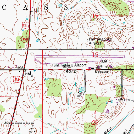Topographic Map of Huntingburg Airport, IN