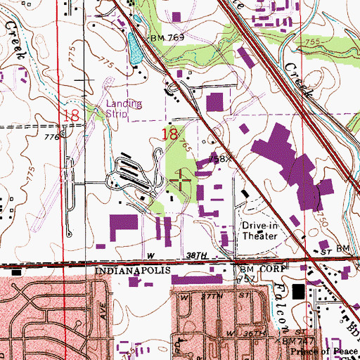 Topographic Map of Lafayette Square Airfield (historical), IN