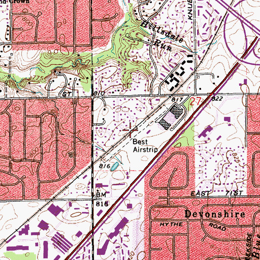 Topographic Map of Best Lock Airstrip (historical), IN