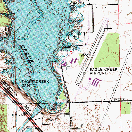 Topographic Map of Eagle Creek Airpark, IN