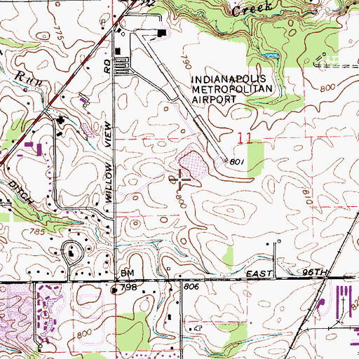Topographic Map of Indianapolis Metropolitan Airport, IN