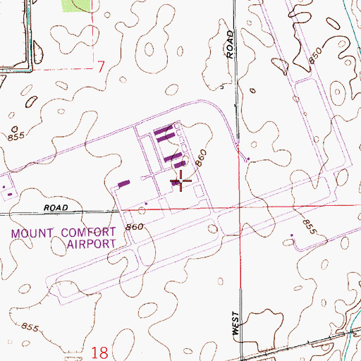 Topographic Map of Indianapolis Regional Airport, IN