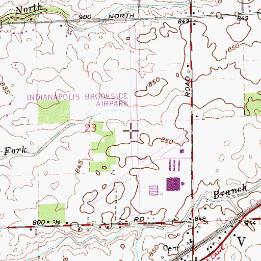 Topographic Map of Indianapolis Brookside Airpark (historical), IN