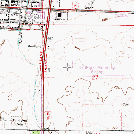 Topographic Map of Kentland Municipal Airport, IN