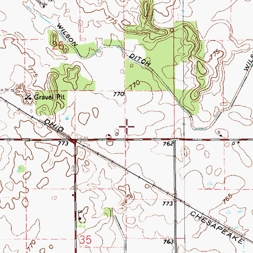 Topographic Map of Newman Airport (historical), IN