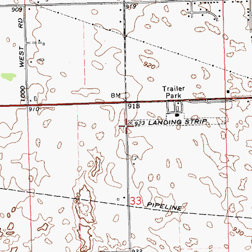 Topographic Map of Ligonier Airport (historical), IN