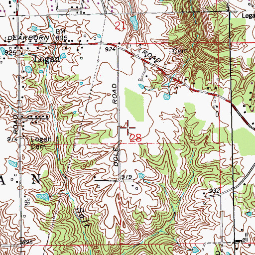 Topographic Map of Helms-Jacobs Airport (historical), IN