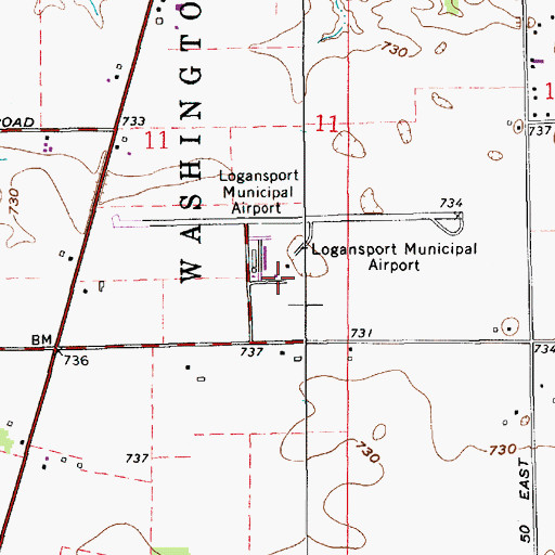 Topographic Map of Logansport/Cass County Airport, IN
