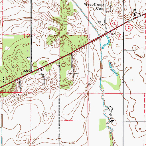 Topographic Map of Lowell Airport, IN