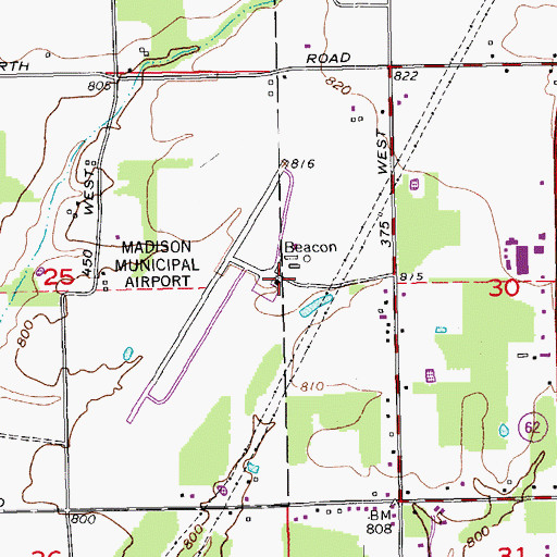 Topographic Map of Madison Municipal Airport, IN