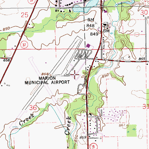 Topographic Map of Marion Municipal Airport, IN