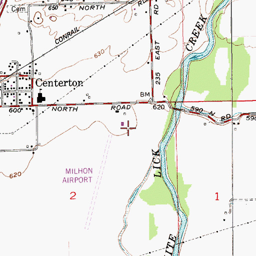 Topographic Map of Milhon Airport, IN