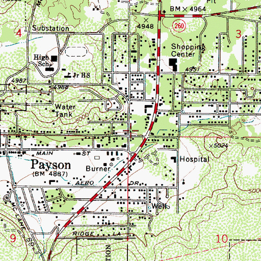 Topographic Map of Payson Post Office, AZ