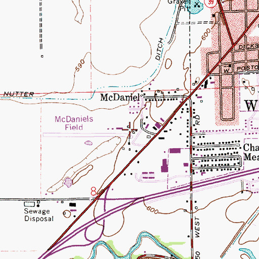 Topographic Map of Mc Daniel's Field, IN