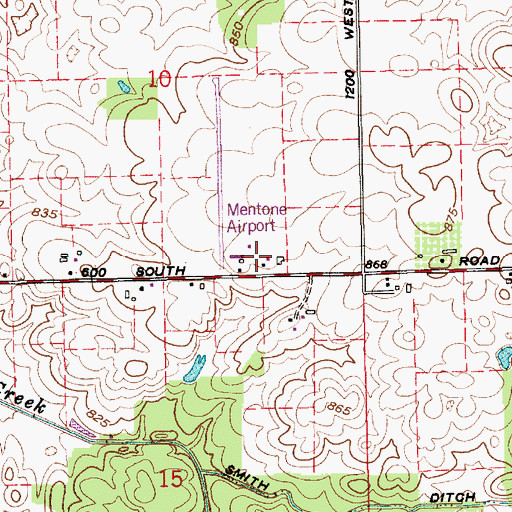 Topographic Map of Mentone Airport, IN