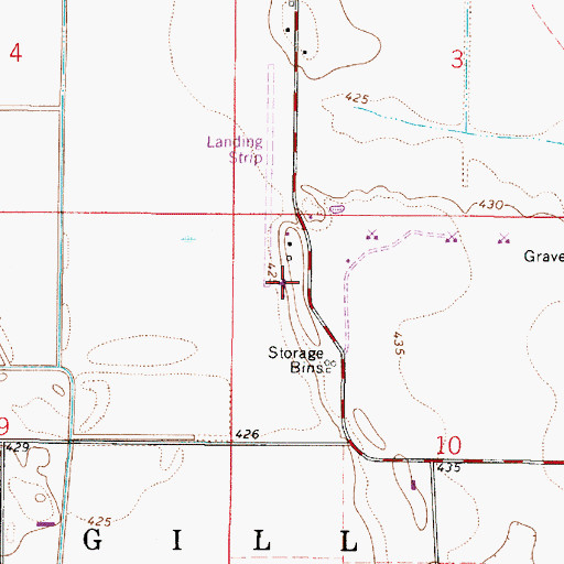 Topographic Map of Mann Airport, IN