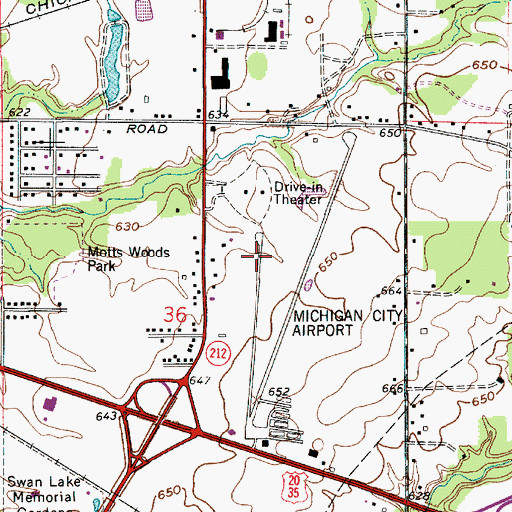 Topographic Map of Michigan City Municipal Airport-Phillips Field, IN