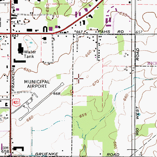 Topographic Map of Michigan City Municipal Airport (historical), IN