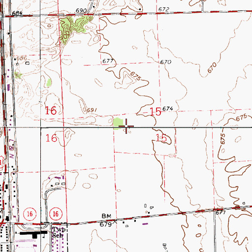 Topographic Map of Garwood Memorial Airport (historical), IN