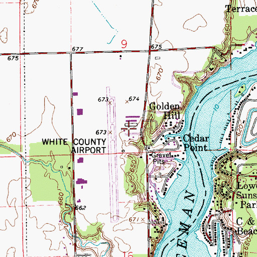 Topographic Map of White County Airport, IN