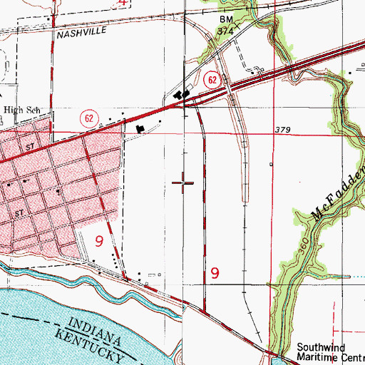 Topographic Map of Mount Vernon Municipal Airport (historical), IN