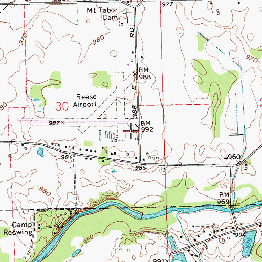 Topographic Map of Reese Airport, IN