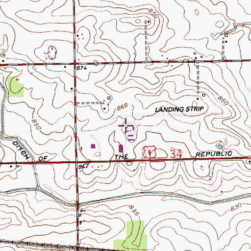Topographic Map of Nappanee Municipal Airport, IN
