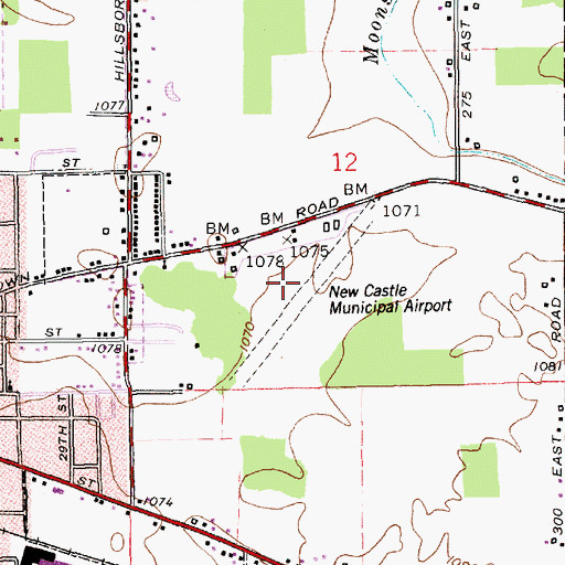 Topographic Map of New Castle Municipal Airport (historical), IN