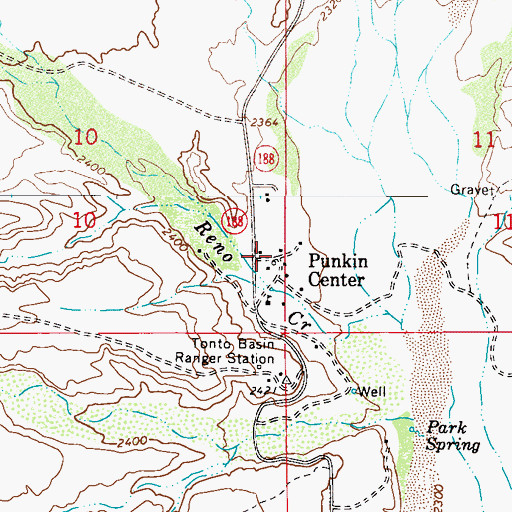 Topographic Map of Punkin Center Post Office, AZ