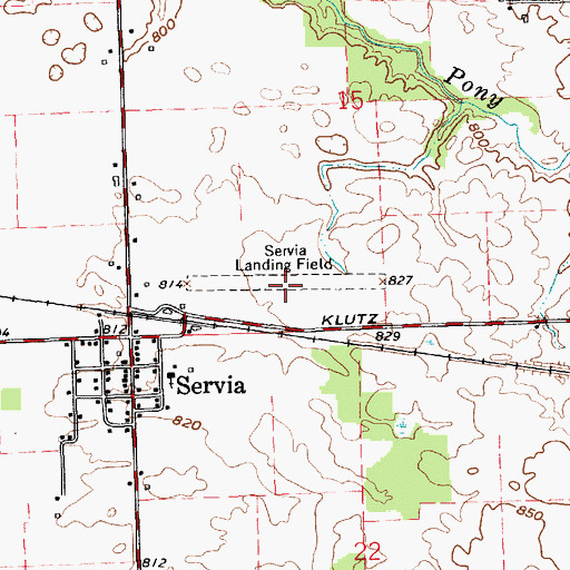 Topographic Map of Servia Airport (historical), IN