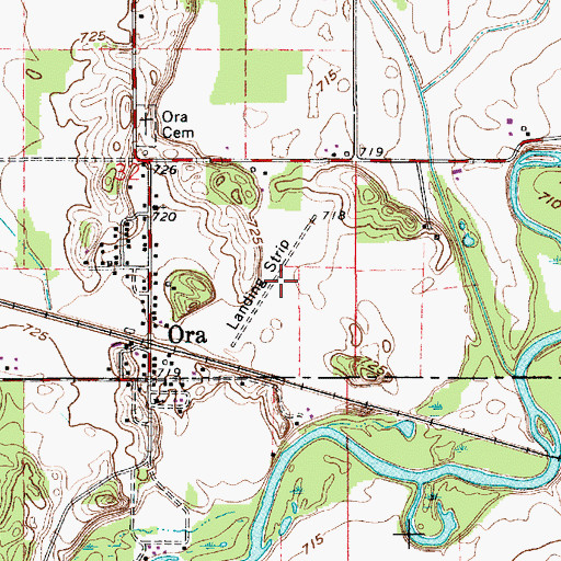 Topographic Map of Bennett Strip Airport (historical), IN