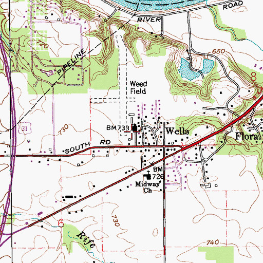 Topographic Map of Robison Airport, IN